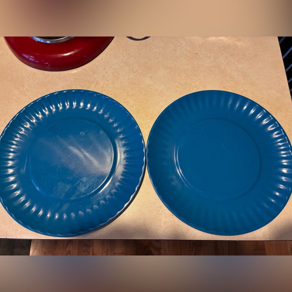 Set of Four Blue Plates